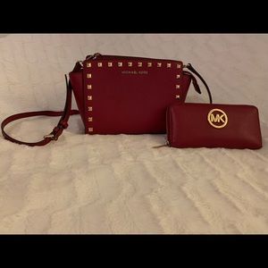 Michael Kors Studded Purse and Matching Wallet